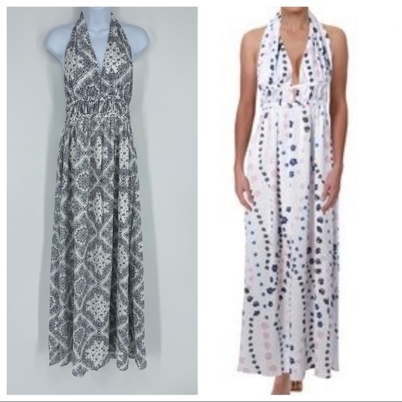 AQUA Open Back 
Floral Print Halter Maxi Dress - - Picture 1 of 6